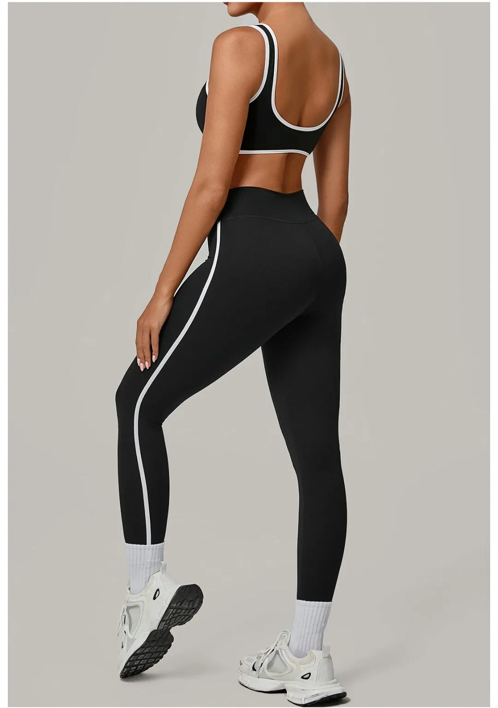 2PCS Damen Yoga-Set Hohe Taille Peach Hip Herausnehmbare Polsterung Sport-BH Hose Fitnessanzug Laufen Workout Gym Leggings Yoga-Set