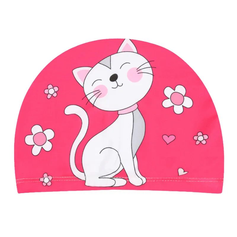Kids Swim Cap Cartoon Pattern High Elastic Ear Protection Breathable for Pool Swimming Boys Girls Comfort Fit