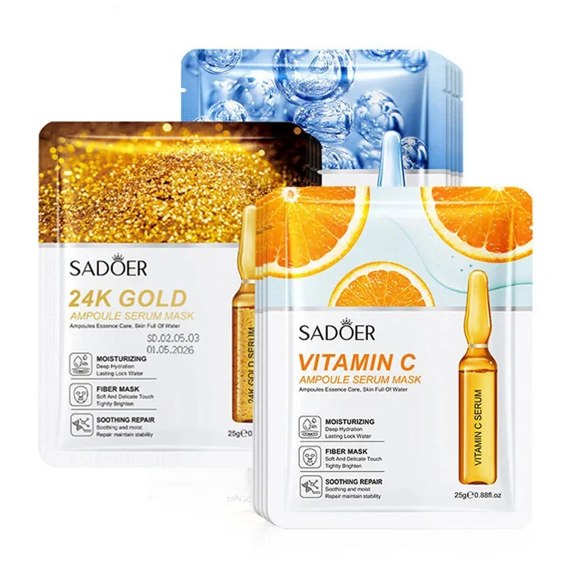 10 St. SADOER 24K Gold Vitamin C Hyaluronsäure Gesichtsmaske Feuchtigkeitsspendend Straffend Hydrierend Gesichtsmasken Hautpflegeprodukte Hauptbild