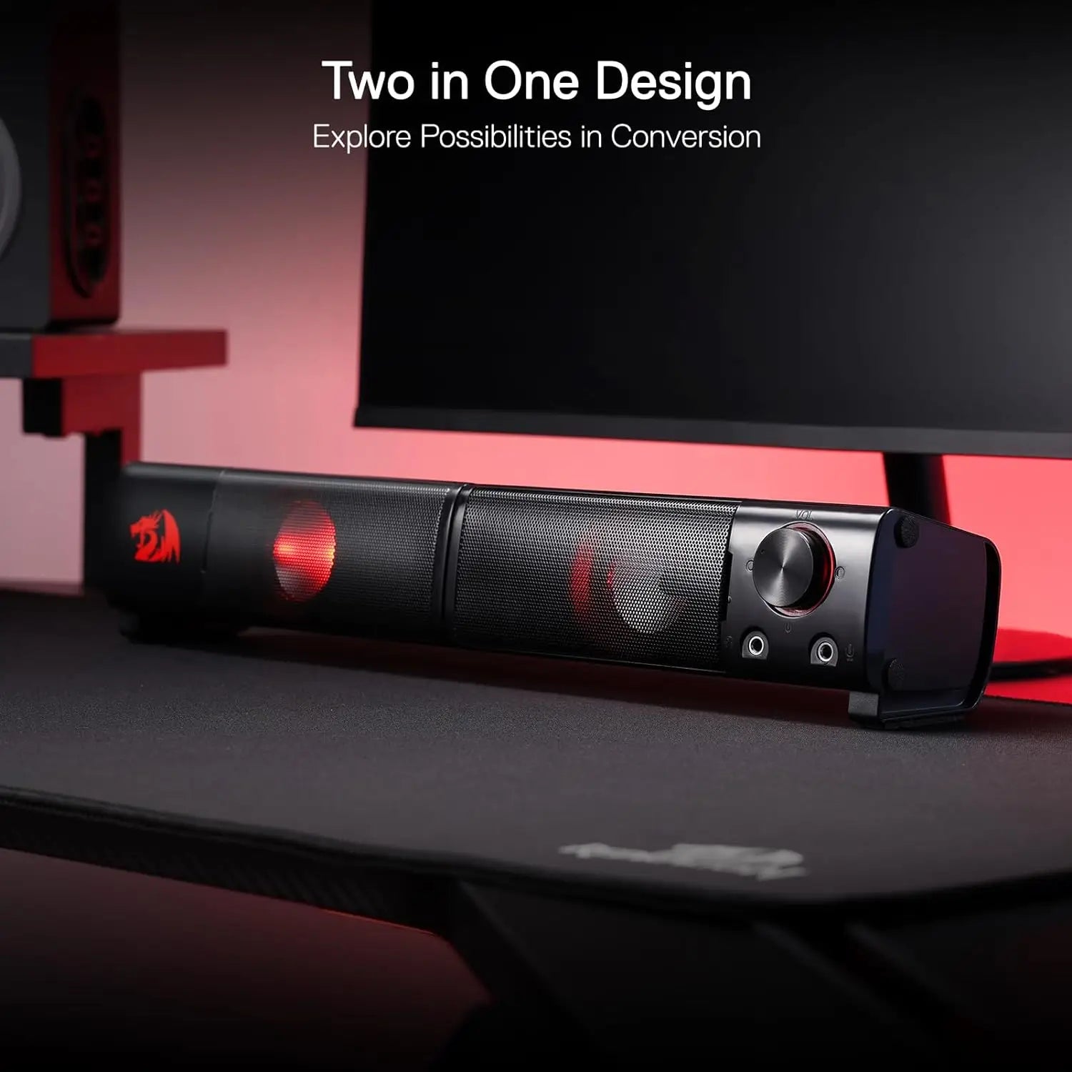 Redragon GS550 PC Gaming Lautsprecher 2.0 Kanal Desktop Computer Soundbar Qualität Bass & Anständige rote Hintergrundbeleuchtung