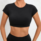 Hearuisavy Sommer Personalisierbare Sportshirts Workout Sportbekleidung Rückenloses Yoga-Kleidungsstück Brustpolster Sport Crop Tops Gym Top Damen