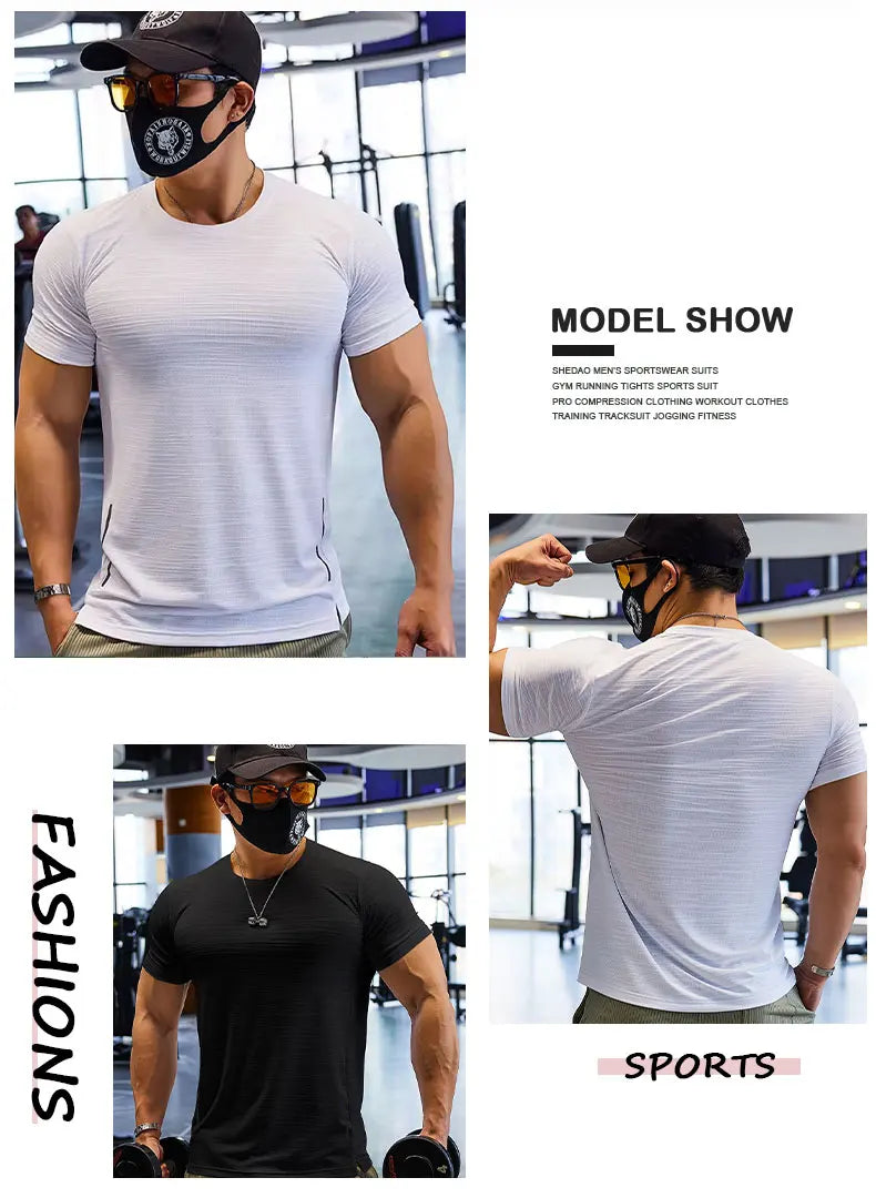 Muskel-Training Kompressions-T-Shirt Herren Laufen Dry Fit T-Shirt Uni Farbe Übergröße Gym Herren T-Shirts Sport Herren Oberteile Sweatshirt