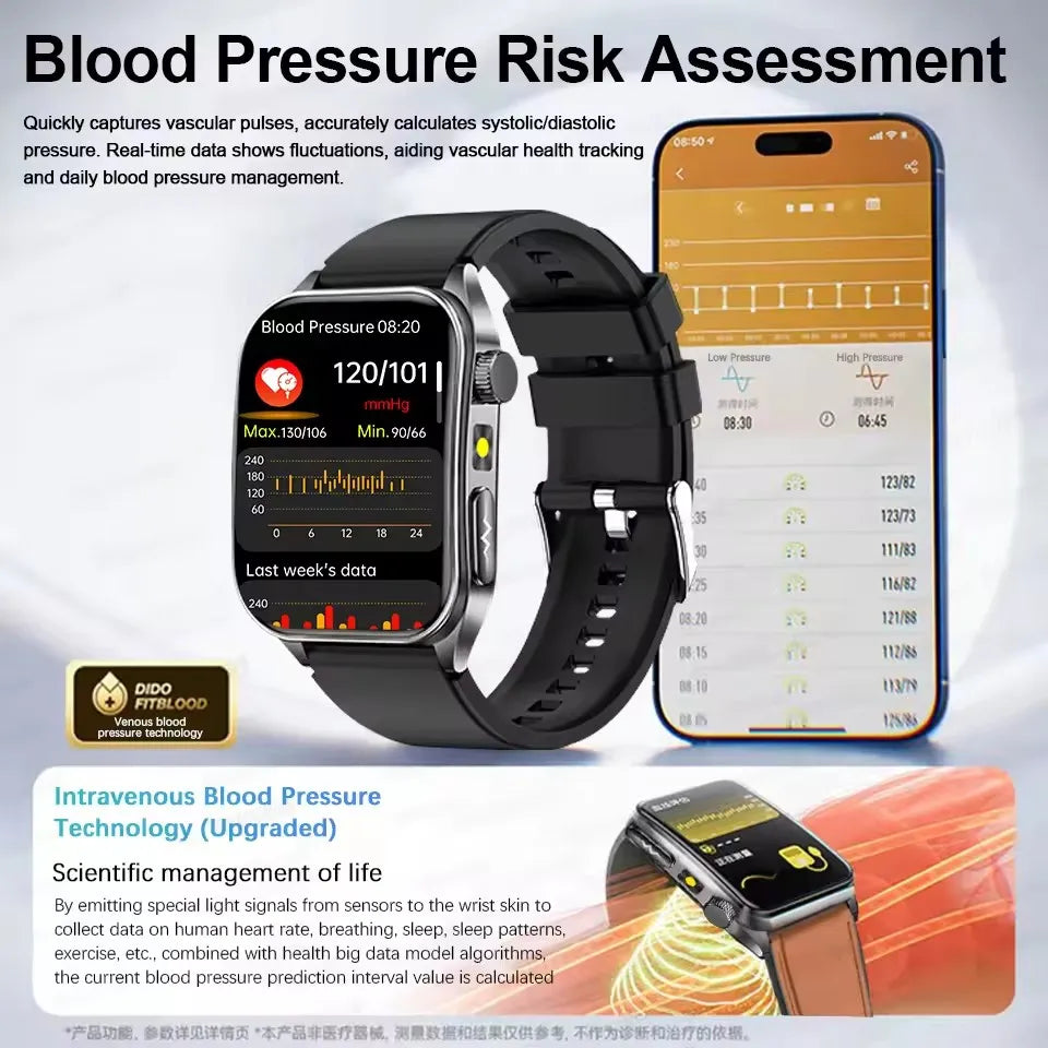 2026 Neue Gesundheits-Smartwatch Lasertherapie Reduziert Drei Hochs Blutsauerstoff Blutdruck Harnsäure Blutfette EKG-Smartwatch Für Herren