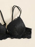 1 Set Elegantes Dessous-Set aus Spitze mit Stickerei und atmungsaktivem Stoff: Push-Up-BH, transparenter Schlüpfer mit tiefem Bund – das ultimative Valentinstagsgeschenk