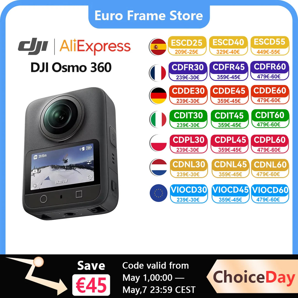 DJI Osmo 360 Standard Bundle 360-Kamera mit 1 Zoll ° Bildgebung ° Video in 8K Nativ ° Foto in 120 MP DJI Osmo 360