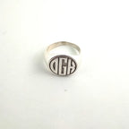 Personalisierter gravierter 17 mm runder Siegelring, gravierte Buchstaben, Logo-Ringe, modischer Kupfer-Schmuck für Herren