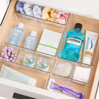 25tlg. Schubladen Organizer Set, durchsichtige Kunststoff-Schreibtischteiler, Behälter, Schlafzimmer-Kommode, Büro-Aufbewahrungsbox für Make-up, Schmuck, Gadgets