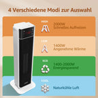 Aigostar Energiespar-Heizlüfter mit Thermostat, 2000W PTC Keramik-Heizlüfter mit Fernbedienung, 70° Oszillation, 4 Modi