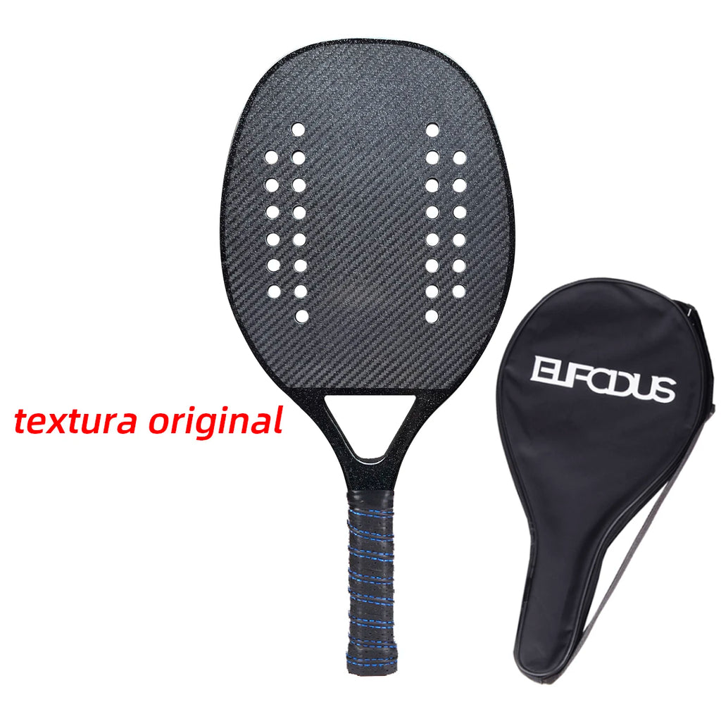 Vollcarbon 3K Faser Strandtennisschläger raue Oberfläche professioneller Schläger für Herren und Damen mit Schutzhülle