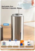 480ml Küchen-Seifenspender Automatischer Sensor Händedesinfektionsmittel Maschine Intelligenter elektrischer Körperwasch-Seifenspender aus 304 Edelstahl