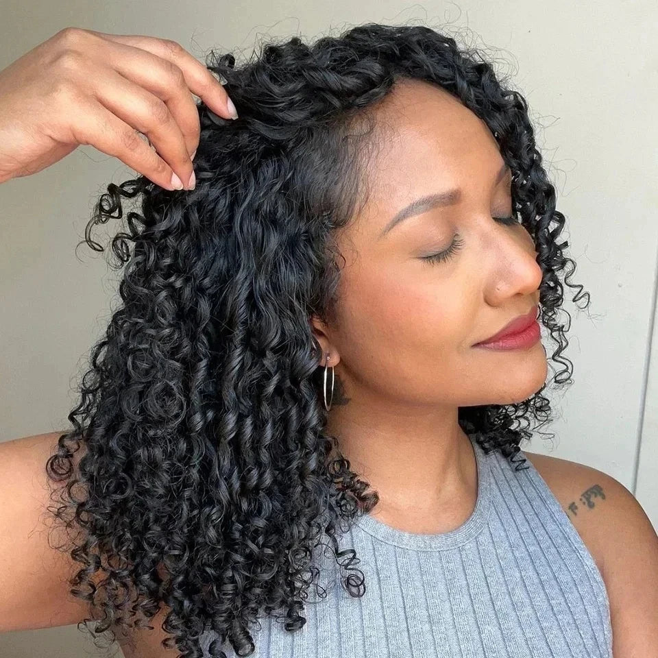 Pixie Locken Echthaar Weave Bundle mit Verschluss Brazilian Echthaar Weave Extensions 100% Echthaar Tressen HD Lace Verschluss
