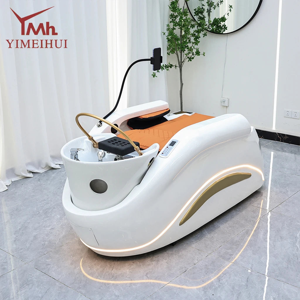 Professionelles, beliebtes elektrisches Salon-Kopfwäschebett mit Kopftherapie und Dampfgerät