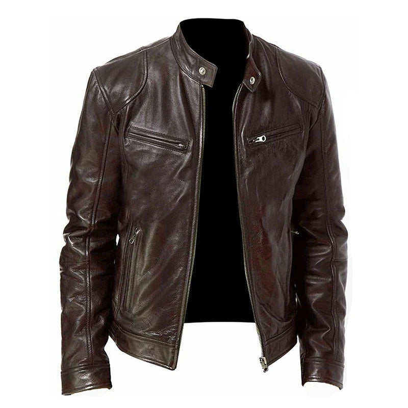 2024 Motorrad Lederjacken Herren Lässige Mode Motorradmantel Slim Fit Revers PU Jacken Herbst Winddichte Lederjacke Herren