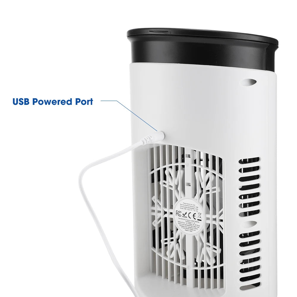 Desktop-Klimaanlagenlüfter 300 ml Wasser-/Eiskühlungsventilator 6 Geschwindigkeiten Kleiner Klimaanlagen-Luftbefeuchter-Kühlerlüfter mit Umgebungslicht