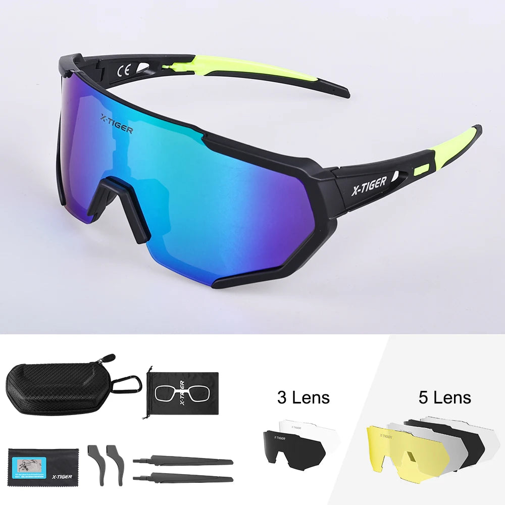 X-TIGER Radsportbrille Polarisierte Brille Fahrradbrille Sport Herren Photochrome Sonnenbrille MTB Rennrad Brille 3/5 Gläser