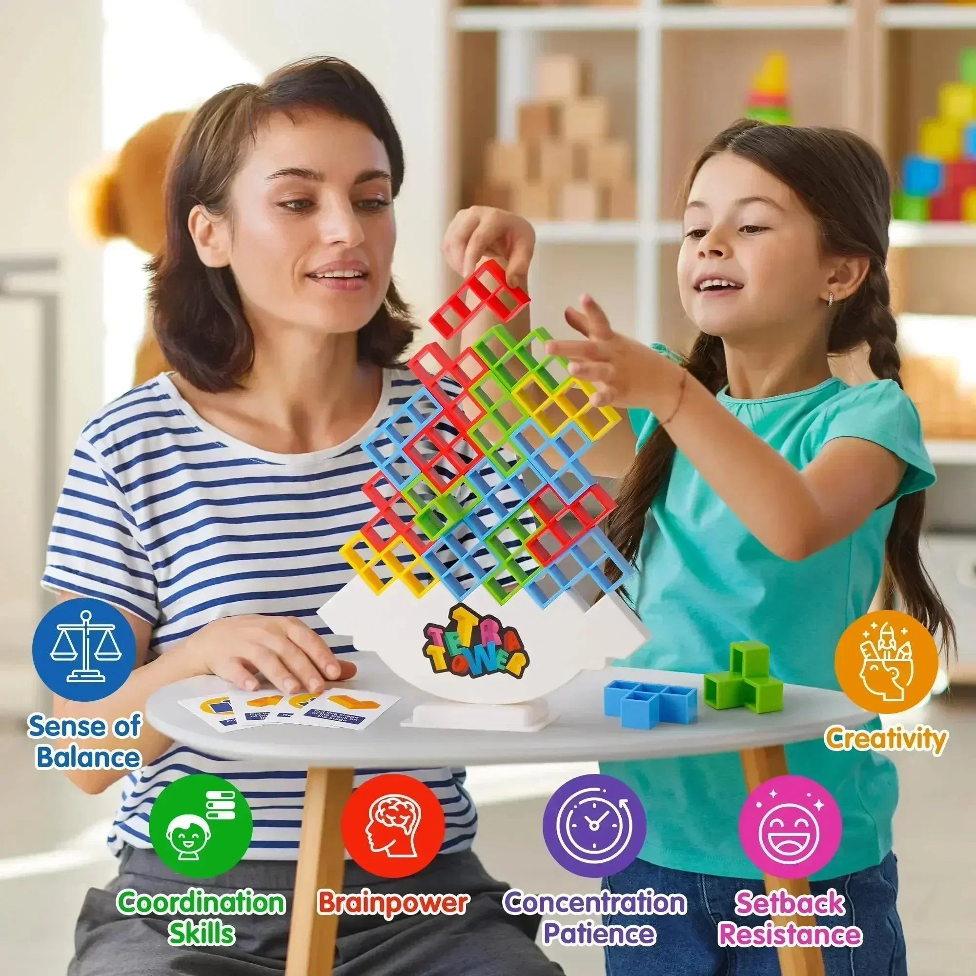 Puzzles Tetra Tower Lustiges Balance-Stapelspiel für Kinder, Erwachsene, Freunde, Teams, Wohnheime, Familien-Spieleabend, Partys, Geschenke