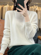 100 % Merinowolle Pullover Damen O-Ausschnitt Kaschmir Strickwaren Female Pullover Herbst Winter Freizeit Oberteile Einfarbig Weiche Kleidung
