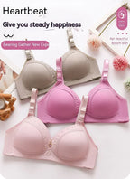 Gathered Side Collection Lifting Underwear Breasts Brassiere Large Size Bra Full Cup Underwear Brassiere No Steel Ring  Bra