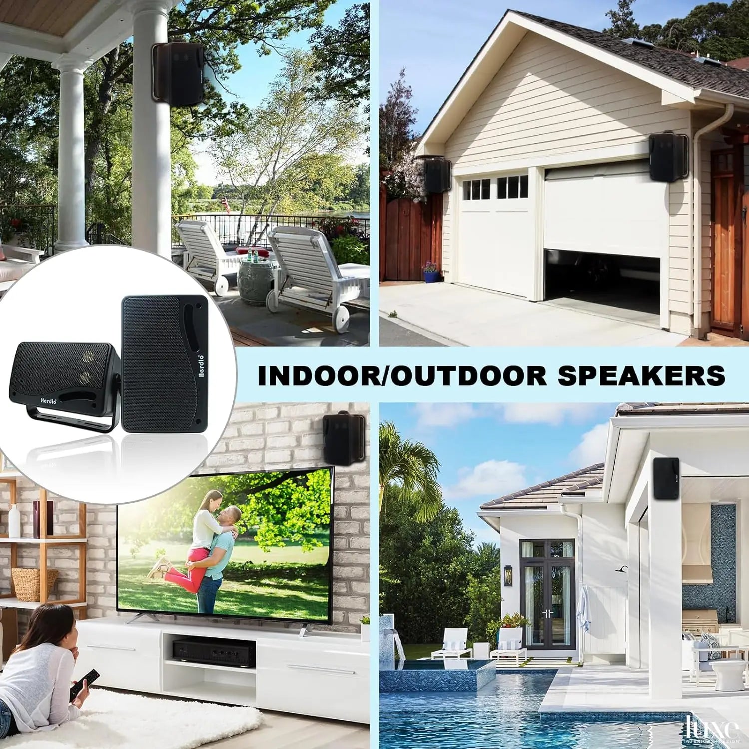 Herdio 3.5'' 2 STÜCK Passive Outdoor-Lautsprecher, kabelgebunden, wasserdicht, 200W, 3-Wege, hochwertige montierbare Wandlautsprecher mit überragendem Klang