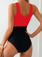 Spliced Color Damen Bademode V-Ausschnitt Cross-Front Badeanzug Rückenfreier Badeanzug Damen Schwimm-Strandmode