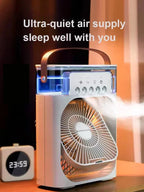 3-in-1 Mini Luftkühler Ventilator Tragbare Haushalts Klimaanlage Luftbefeuchter LED Nachtlicht für Zuhause Büro Schreibtisch Verwendung 25.5x18.5x8cm