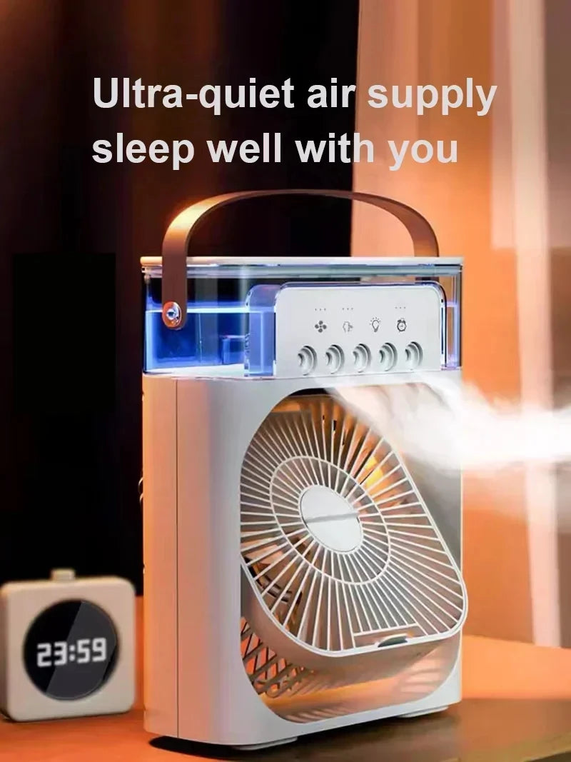 3-in-1 Mini Luftkühler Ventilator Tragbare Haushalts Klimaanlage Luftbefeuchter LED Nachtlicht für Zuhause Büro Schreibtisch Verwendung 25.5x18.5x8cm