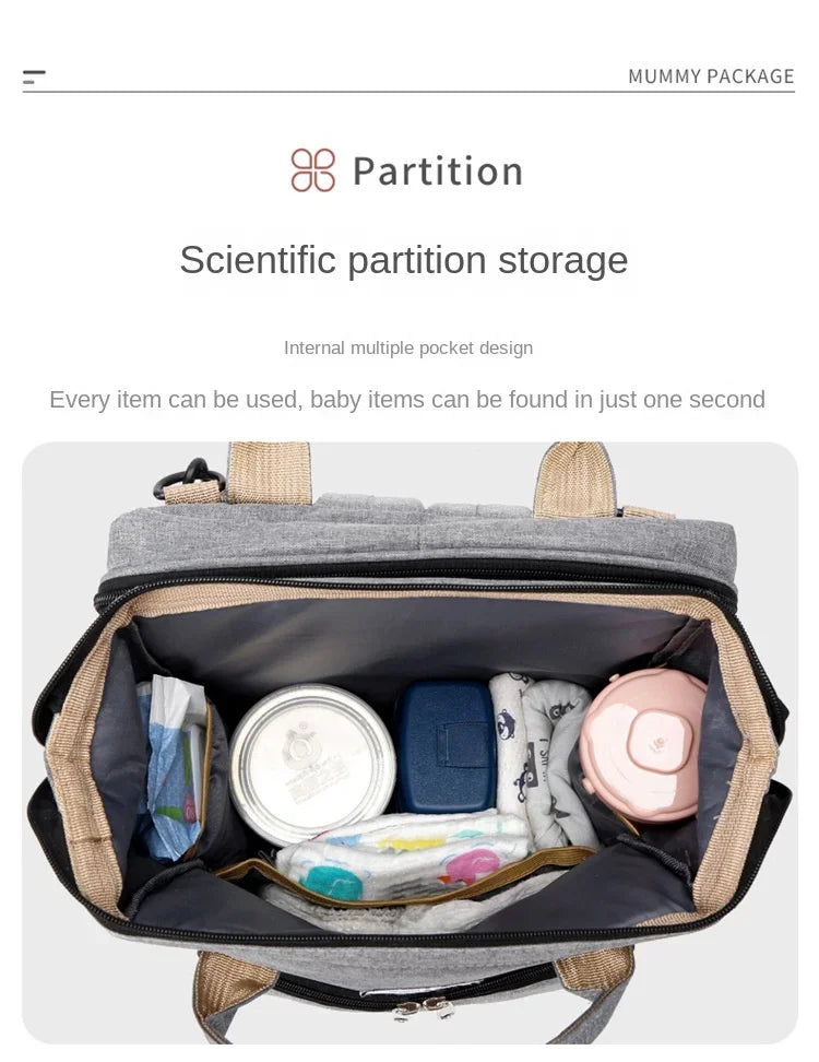 Mommy Diaper Bags Baby Bed Mother Large Capacity Nappy Milk Bottle Backpacks with Changing Mat Convenient Baby Nursing Bags