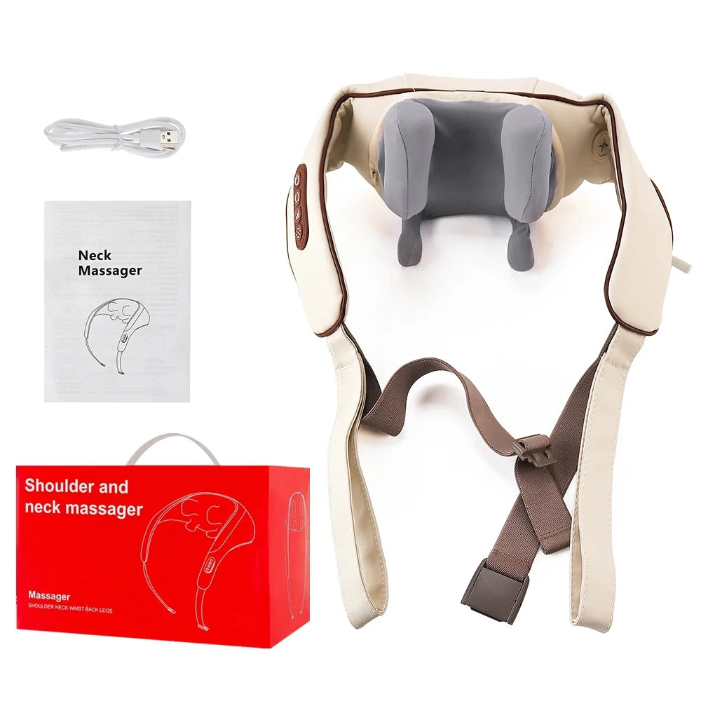 Foreverlily 26W Bürstenloser Motor Nacken- und Schultermassagegerät Kabelloses Nacken- und Rückenmassage-Schal Nackenmassager