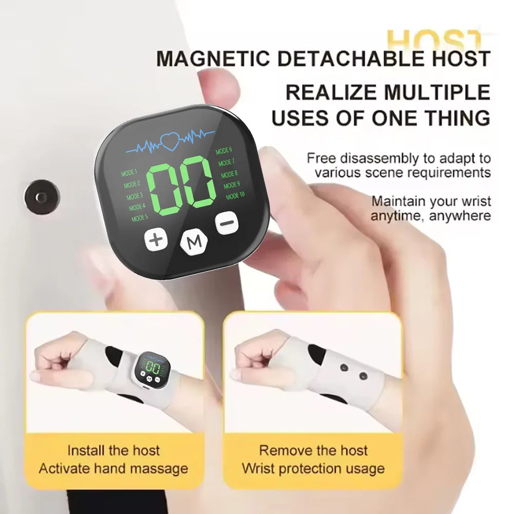 EMS Elektrisches kabelloses Handgelenk-Massagegerät 10 Modi Vibrationsmassage Linderung von Handmuskelermüdung USB wiederaufladbare Handgelenksbandage