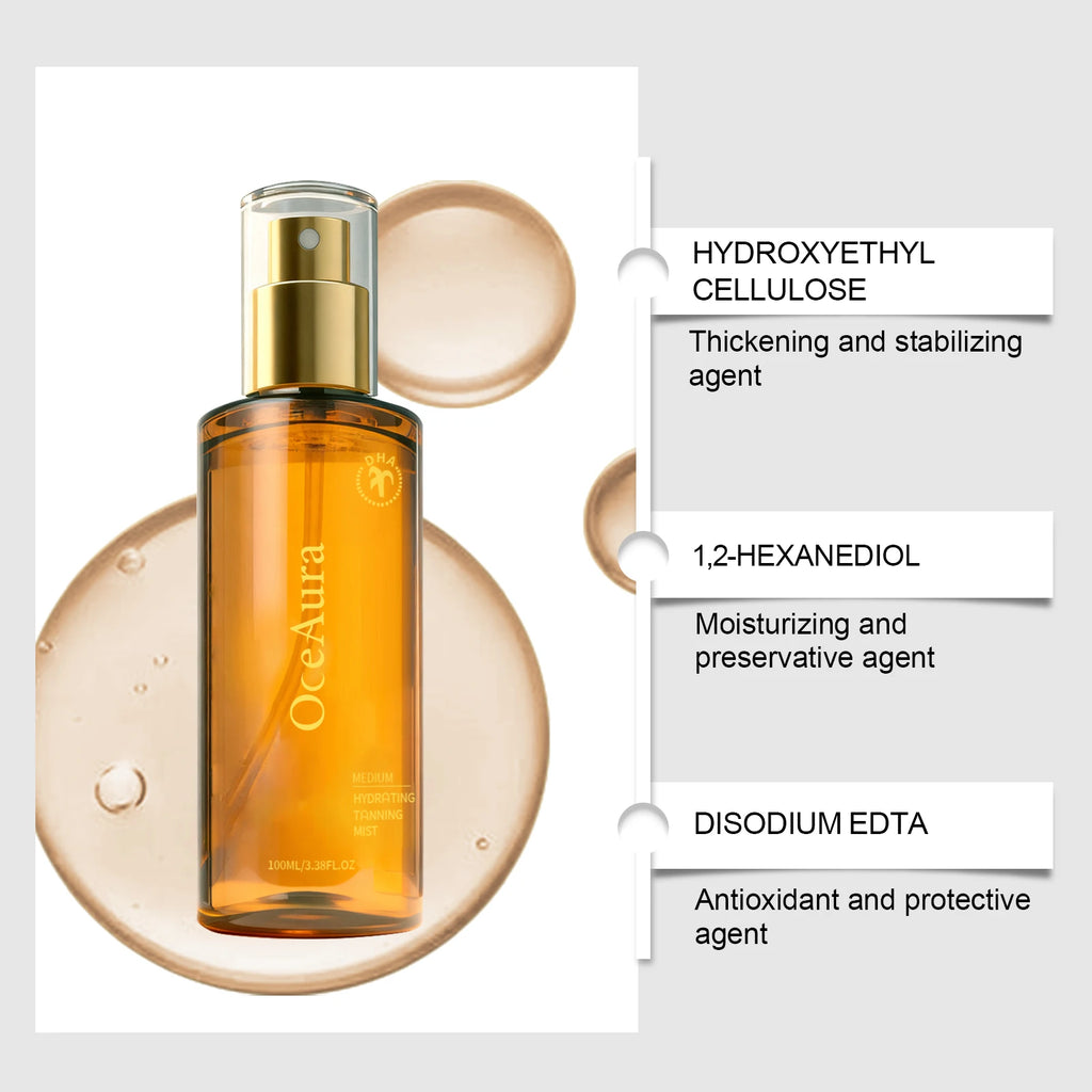 Selbstbräunungsspray natürlicher bräunungsloser Bräuner für Gesicht und Körper feuchtigkeitsspendendes, leichtes bräunungsloses Spray, natürlicher Braunton, gleichmäßiger Glanz