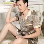 Hochwertiges Pyjama-Set Herren Frühling Herbst Dünn Polyester Eisseide Langarm Schlafanzug Übergröße Sommer Hauskleidung Männlich