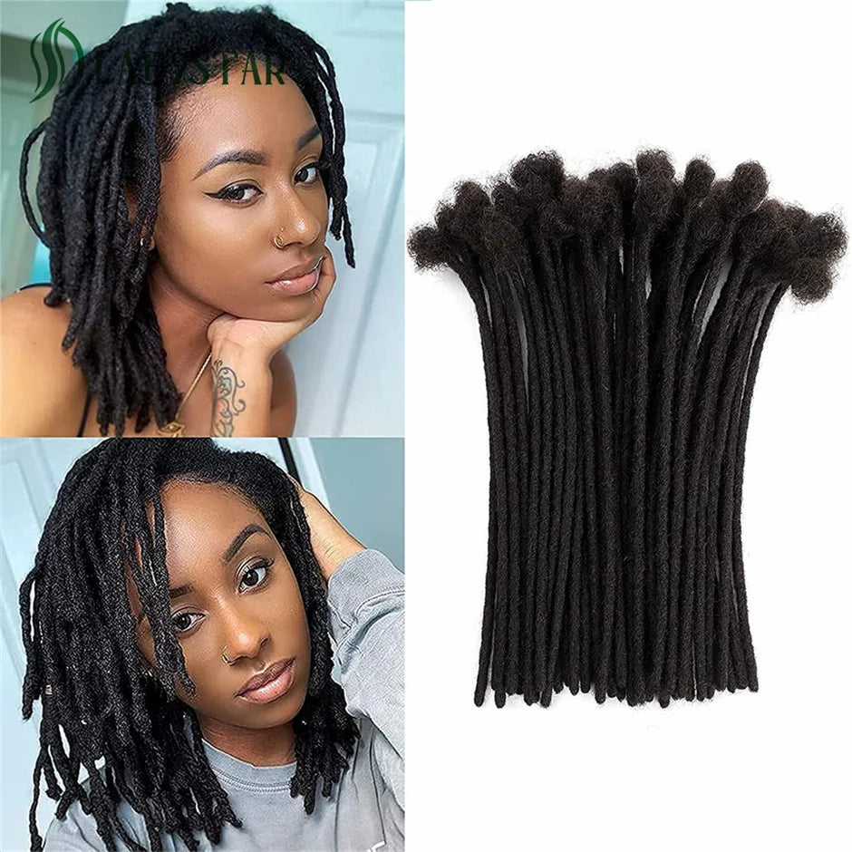 Echthaar-Dreadlocks-Extensions Brasilianisches Echthaar Dreadlocks Handgefertigte Dreadlocks für Frauen/Männer 8-24 Zoll