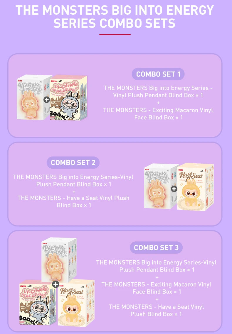 POP MART Labubu THE MONSTERS Big into Energy Serie-Vinyl Plüsch Anhänger Mystery Box Überraschungs-Tasche Spielzeug Puppe Süße Anime-Figur