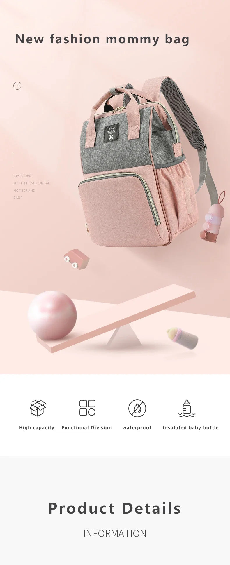 Wickeltasche Baby Wickeltasche Wasserdichter Rucksack Mode Mama Mutterschaft Markenrucksack für Mütter