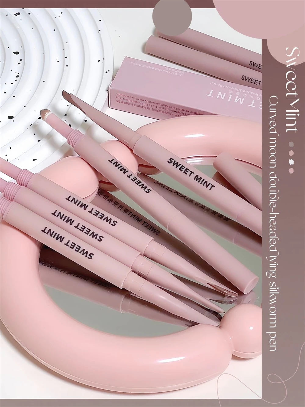 Doppelseitiger Lying Silkworm Eyeliner Pencil Diamond Glitter Matt Aegyosal Pen Aufhellende Creme-Lidschatten-Highlighter-Augen-Make-up