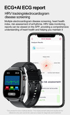 2026 Neue Pflegegrad-Harnsäure-Blutfettwerte Smartwatch Herren EKG+PPG Blutdruck Herzfrequenz Bluetooth Anruf Gesundheits-Smartwatch