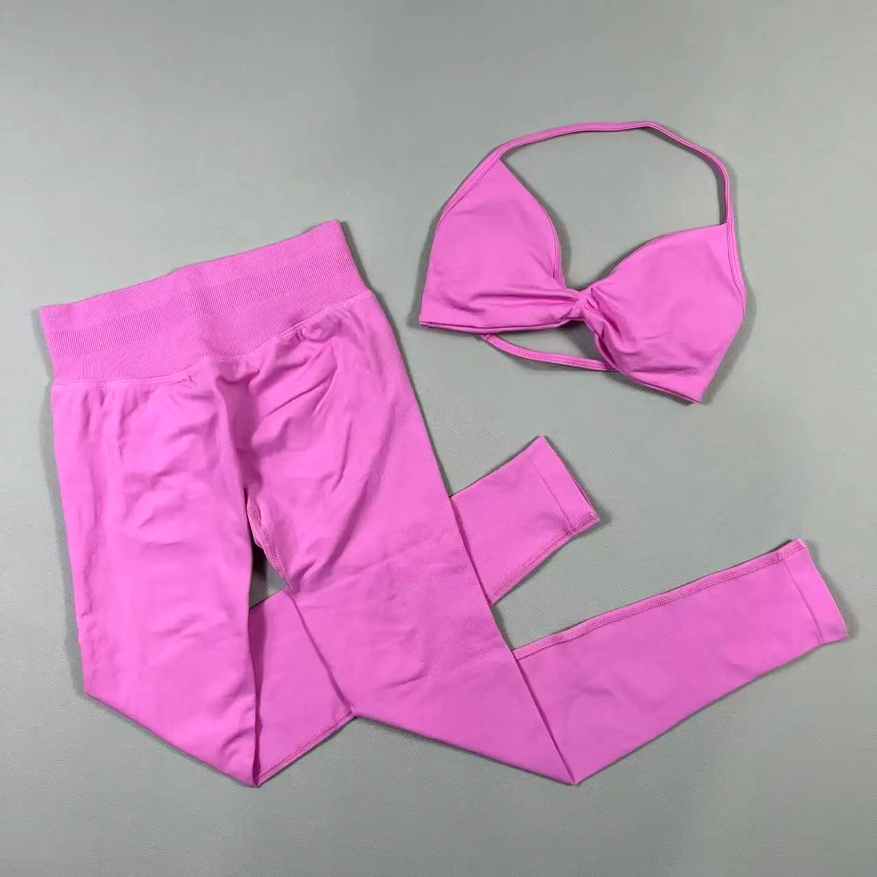UETEEY Set für Damen, Trägerloser Yoga-BH, Sport-Top, Workout-Leggings-Set, Nahtloses Fitnessstudio-Set, Fitnesskleidung, Outfit, Activewear