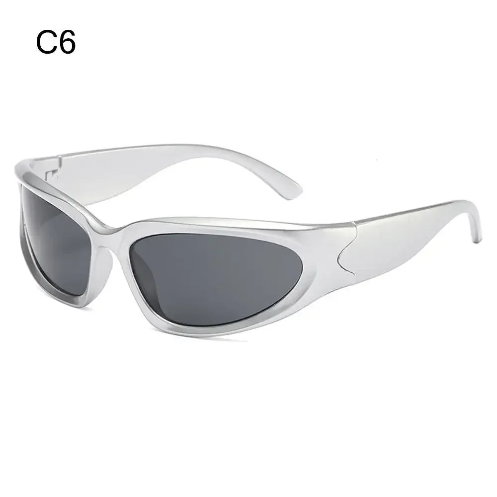 Neue Y2K Randlose Punk-Sonnenbrille Goggle Damen Herren Luxusmarke Wrap Around Sonnenbrille Fünf Sterne Eyewear Sport One Piece Shades