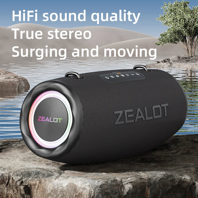 ZEALOT-S87 Outdoor Tragbarer kabelloser Bluetooth-Lautsprecher 80 W Hochleistungssubwoofer IPX6 Wasserdicht Camping
