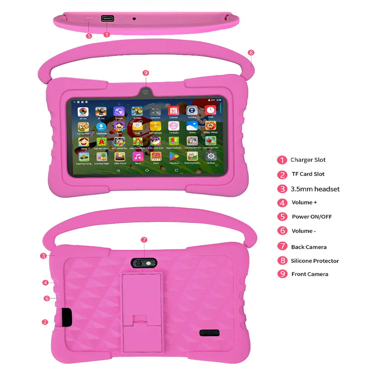 Neue 5G WiFi 7 Zoll Kinder Tablets Android 13 Quad Core 4GB RAM 64GB ROM 4000mAh Bluetooth Kinder Geschenk Kids Software Tablet Pc