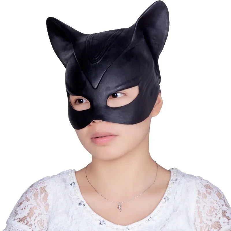 Sexy Catwoman Selina Kyle Latex Maske Superhelden Film Cosplay Kostüm Halloween Party Masken