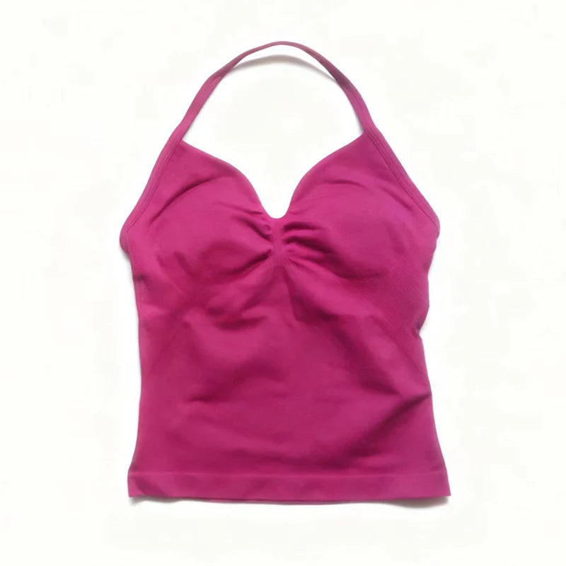 Gym Schöner offener Rücken BH Laufen Training Impact Neckholder Longline Trägertop Sport Yoga Weste Damen Fitness Tank Top