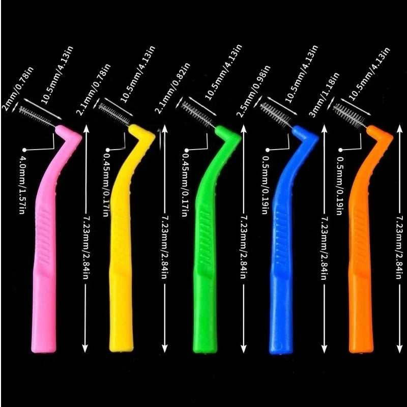 100x L-förmige Interdentalbürste mit Draht für Zahnspangen, Interdentalbürste, kieferorthopädische Zahnbürste, weiche Borsten, Mundpflege Zweitbild