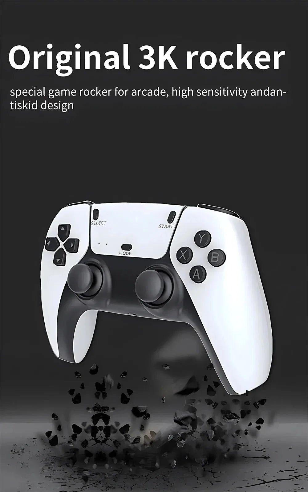 4K HD 64G Videospielkonsole: M15 Game Stick mit über 40.000 klassischen Arcade-Spielen, zwei kabellose Gamepads, Zwei-Spieler-TV-System