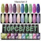 10/12PCS/SET Katze Magnetisches Gel Nagellack Set 9D Reflektierendes Glitzer Gel Halbpermanentes UV Gel Soak Off Funkelndes Nagelkunst Kits