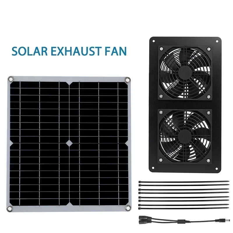 Hocheffizienter Outdoor Solarpanel-Doppellüfter für Hundehütte, Lager, Wohnmobil, Gewächshaus-Lüfter, Luftpumpe zur Temperaturkühlung