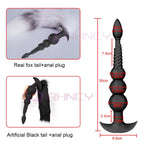 3-10cm Großer Analsex Plug mit Schwanz Sexspielzeug für Erwachsene Spiele Paare DIY Cosplay Großer Butt Plug Silikon Weich Lang Anal Beads Frauen