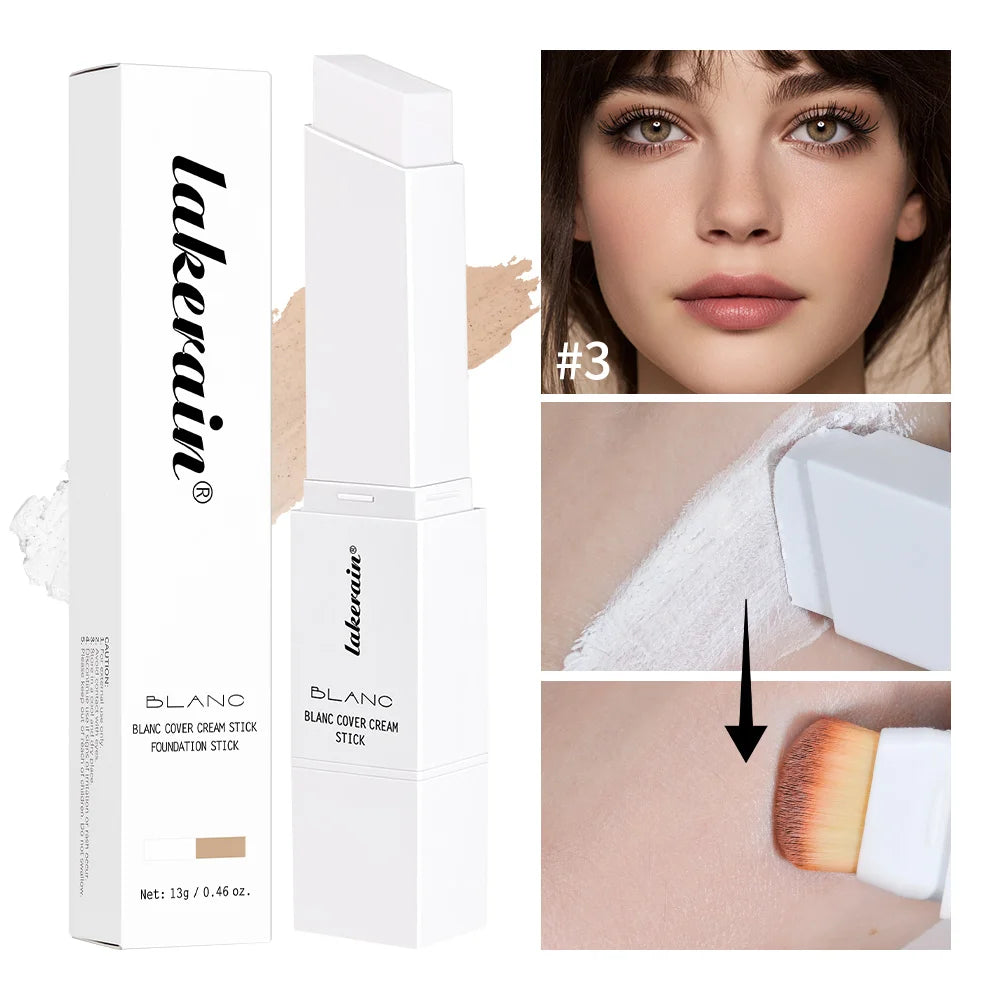 Foundation Stick Farbwechsel-Foundation mit abnehmbarem Pinsel Blanc Cover Cream Stick Farbwechselnde Basis Make-up mit hoher Deckkraft