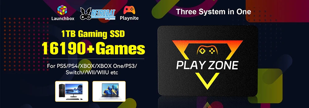Launchbox 2T Spiele-Festplatte für PS4/PS3/PS2/Wii/WiiU/GAMECUBE etc. mit über 4200 3D/PC-Spielen, tragbare Spielekonsole für Laptops