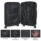 Comanlai 3-teiliges Rollkoffer-Set, schwarze Hartschalenkoffer, klassisches Streifendesign, mit 360°-Universalrollen, TSA-Schloss und Teleskopgriff, für Geschäftsreisen und Outdoor-Urlaub